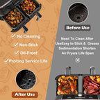 2Pcs Silicone Air Fryer Liners for Ninja Foodi Dual DZ201, Non-Stick Air Fryer Basket Accessories, Reusable Liners Fits 8 QT