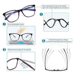 Distance Nearsighted Glasses for Women,Near Sighted Vision Driving Farsighted Eyeglasses,Oversized Nearsight See Far Away Sight Blue Light Computer Eye Glass,Fashion Cat-eye Farsighted TR90 Frame 2.0