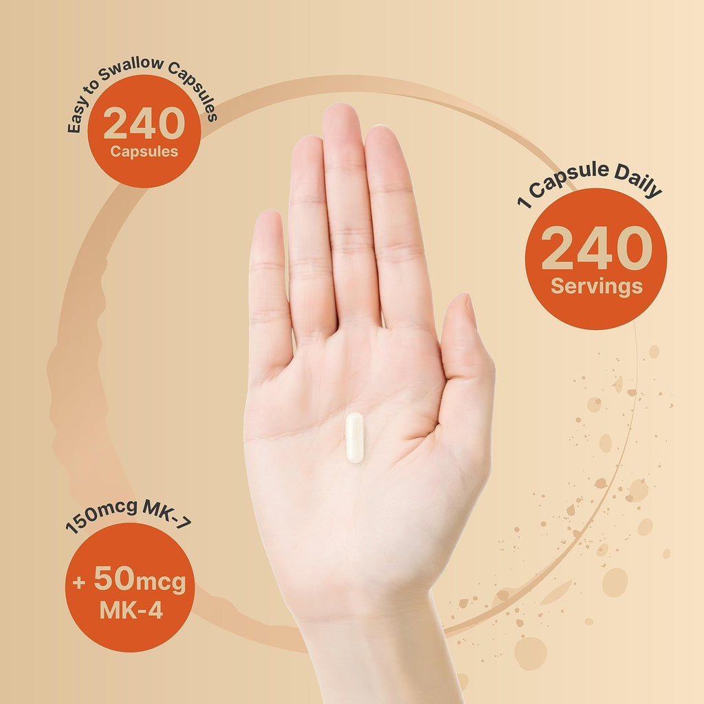 NatureBell Vitamin K2-240 Capsules - 200mcg Double Strength MK-7 & MK-4 Complex - Heart, Bone & Immune Health Support* - Complete K Vitamins Formula