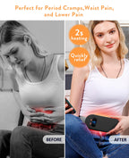 FSA HSA Portable Wireless Menstrual Heating Pad with 6 Heat Levels and 6 Massage Modes, Heating Pad for Menstrual Cramps, Back Pain, 3