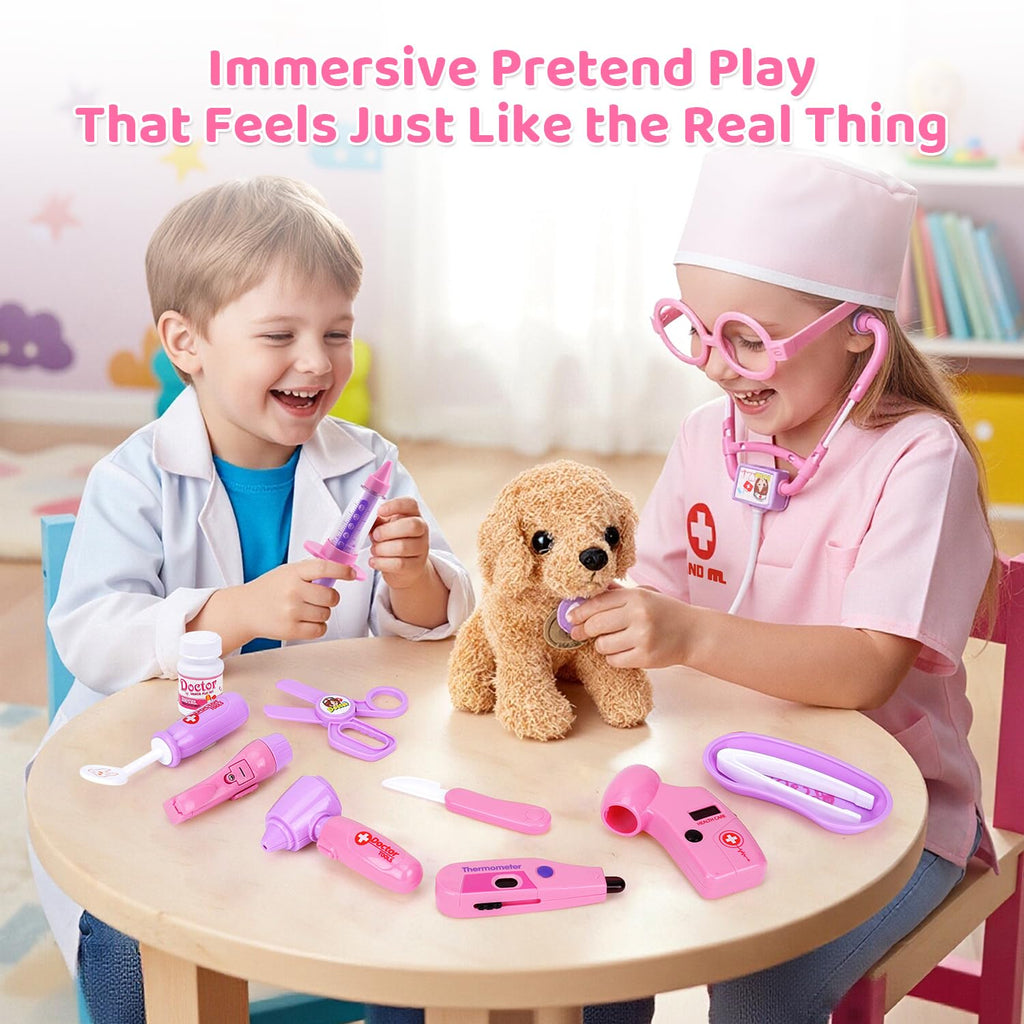 Meland Doctor Kit with Puppy for Girls, Pretend Play Toy Gift for Ages 3–6