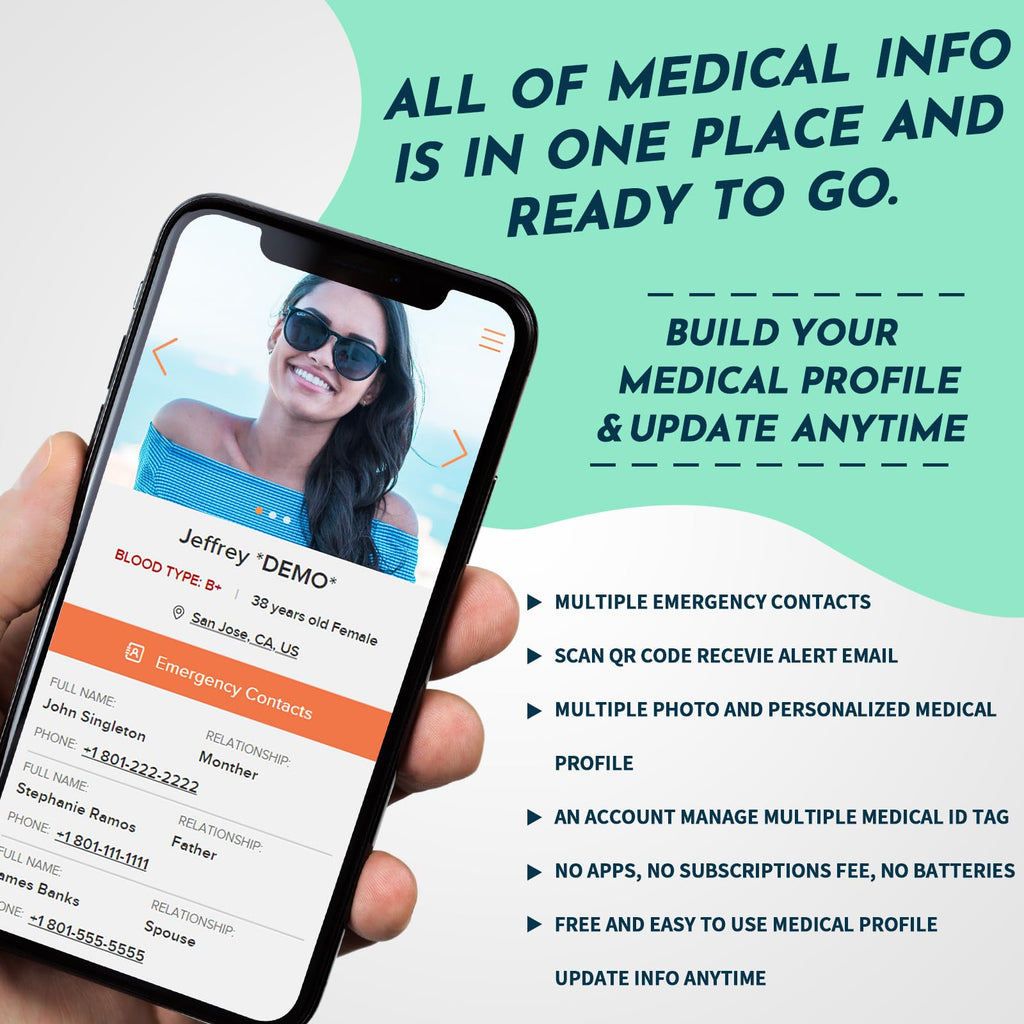 MYLUCKYTAG QR Code Medical ID Tag - Medical ID Bracelet Sleeve - Fits for Apple Watch Medical ID Band or Fitbit Medical ID Band - Medical Alert - Free Online Emergency Medical Profile