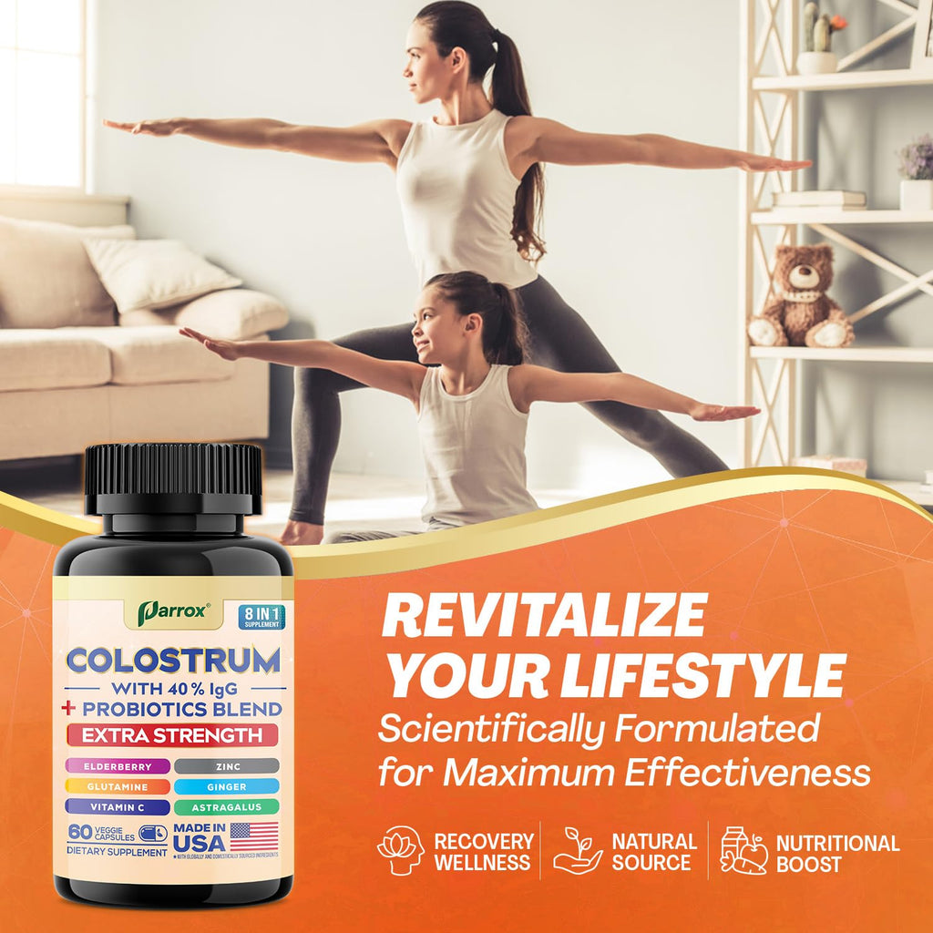 Colostrum Supplement Capsules, Grass Fed 40% IgG, 8-in-1, 180 Capsules