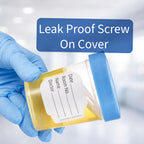 Sterile Specimen Cups with Lids 4oz Clear Urine Collection Cup with Leak Proof Screw On Covers - Individually Bagged 3 inch Specimens Jars – for Safe Pee, Stool, Semen Sample Testing (600)