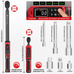 SUERCUP 3/8"&1/2" Digital Torque Wrench Set(0.66-44.29Ft.Lb/0.9-60N.m&3.8-250.8Ft.Lb/5.1-340Nm), ±1% Accuracy with Vibration, Buzzer,LED Notification and Five Units of Measure, for Car,Moto, DIY