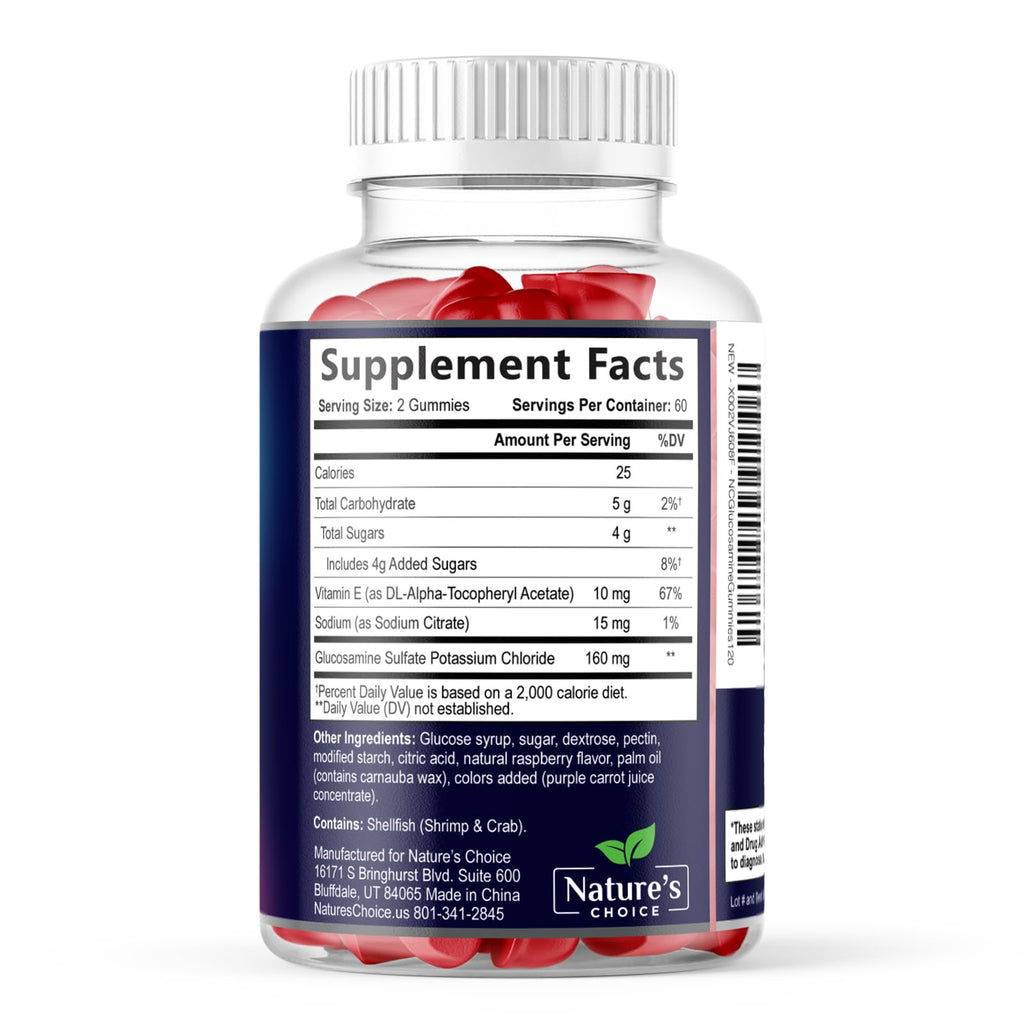 Joint Support Gummies - Extra Strength Glucosamine Gummy Supplement with Vitamin E - Natural Cartilage Joint Health & Flexibility Support, Best Support Glucosamine Chew for Men & Women - 120 Gummies