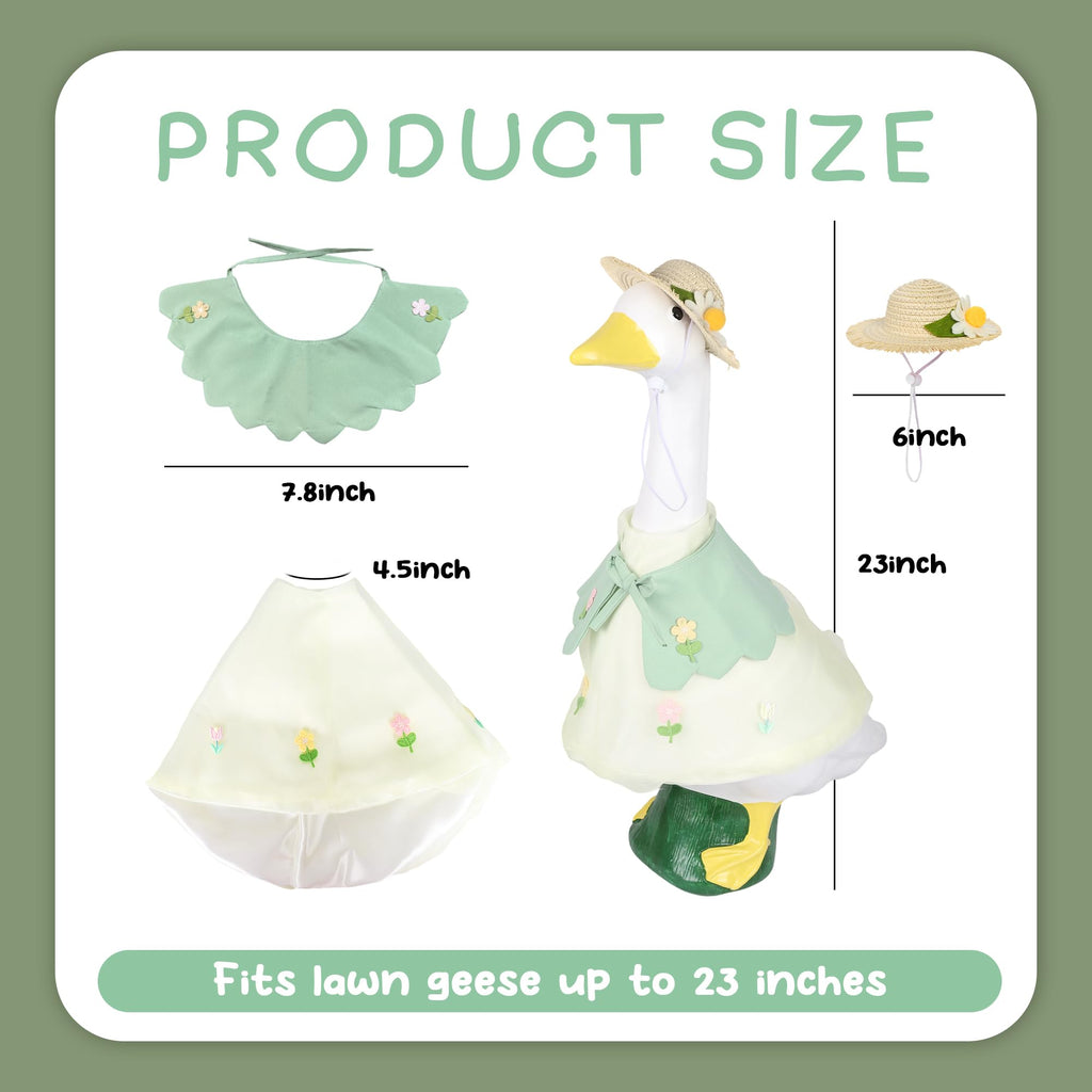 holoith 3 Pcs Summer Porch Goose Outfits for 23 inch Cement Goose Set