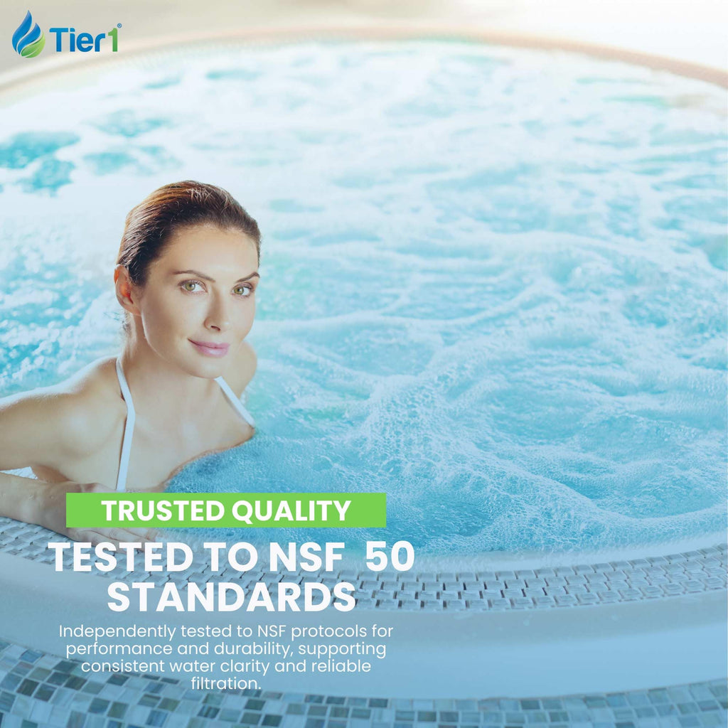 Tier1 Spa Filter Cartridge Replacement for Jacuzzi J300 & J400 – 2 Pack | Compatible with 6541-383, PJW60TL-OT-F2S, 6CH-961 | 15-1/2" x 6-3/4" | Trilobal Fabric | Washable & Reusable | High Flow