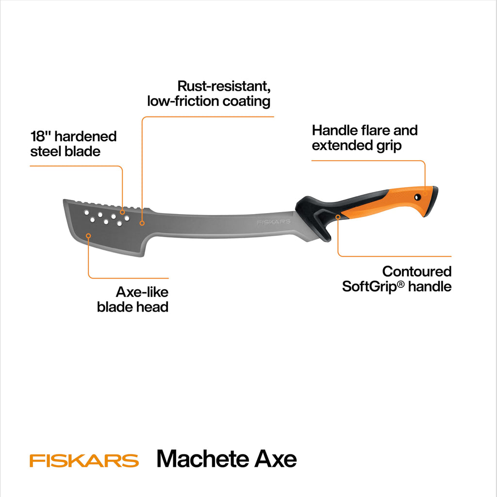 Fiskars 28" Heavy-Duty Machete Axe for Yard Work & Garden with Sheath
