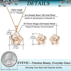EVEVIC Rose Flower Necklace and Stud Earrings Set for Women,18K Gold Plated