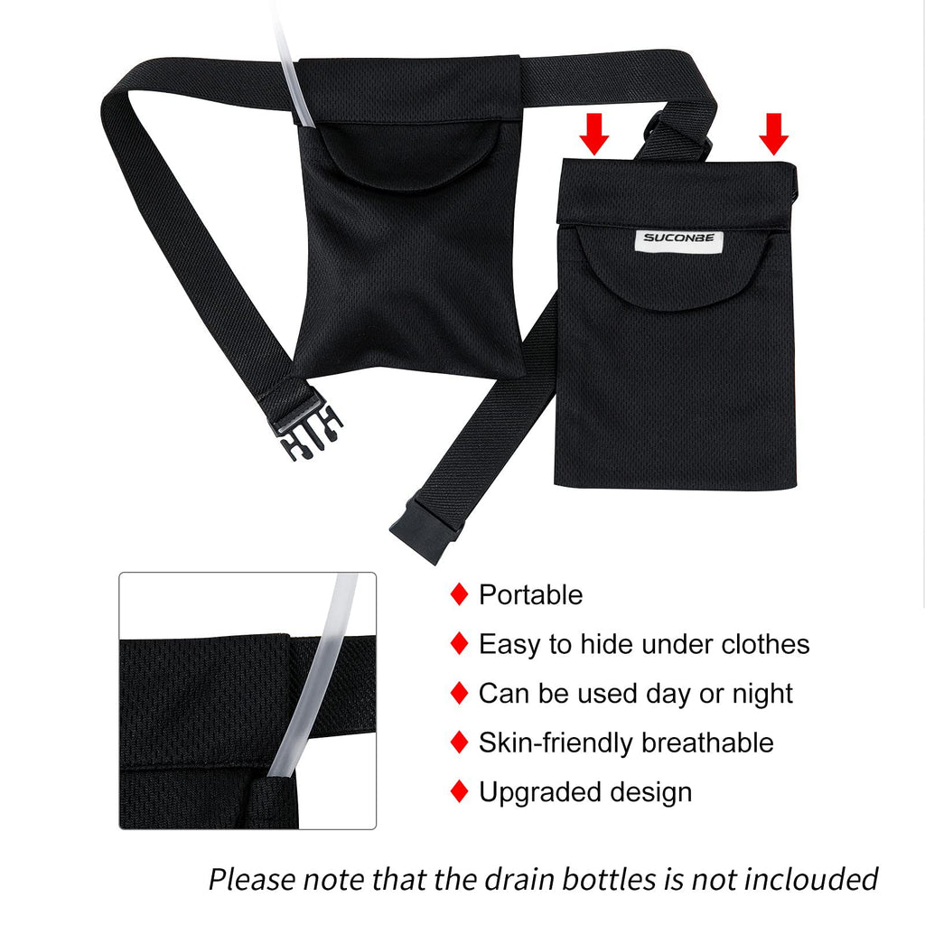 SUCONBE Adjustable Mastectomy Drain Holder Drainage Pouch with Shower Bag for Breast Surgery Mastectomy Breast Reduction Augmentation Post-Surgery Recovery Support Patient Care Kit (Black)
