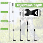 Weed Puller Tool 58" Telescoping, 2-in-1 Adjustable Manual Weeders Garden Hoe & Weed Rake, Long Handle Ergonomic Weeding Tool for Lawn, Garden & Yard Includes Work Gloves