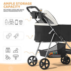 Magshion Foldable Pet Stroller, 3-in-1 Dog Travel Jogger with Detachable Carrier, Cup Holder, Storage Basket, Folding Carrier for Small/Medium Dogs & Cats Up to 33 lbs, Black