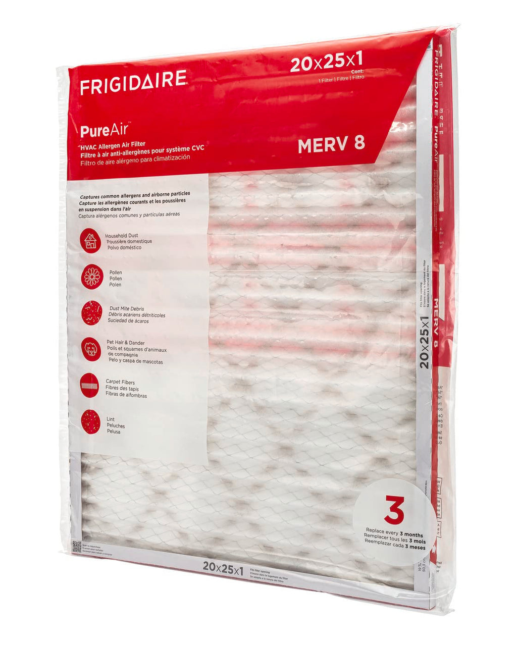 Frigidaire PureAir® 20x25x1 MERV 8 Allergen Electrostatic Pleated Air Conditioner HVAC AC Furnace Filters - 6 Pack (exact dimensions 19.81 X 24.81 X 0.81)