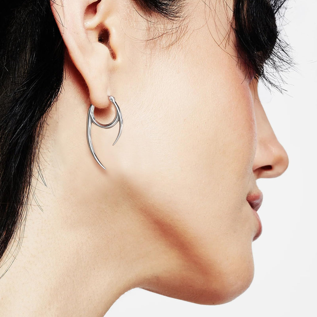 HZMAN Gothic Stainless Steel Spike Hoop Earring for Men Women,Lightweight