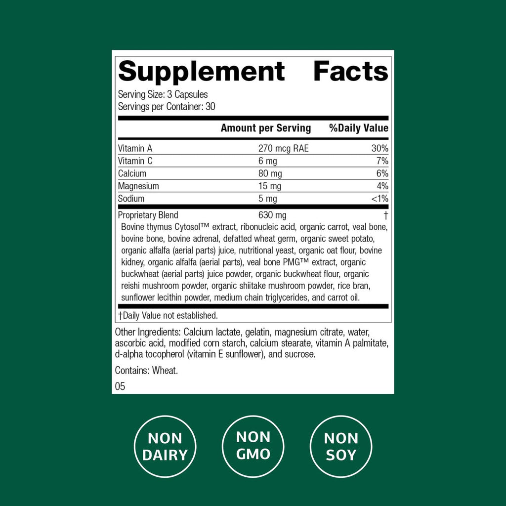 Standard Process Inc. Congaplex, Thymus Gland Support Supplement, Support Immune Health with Calcium Lactate, Magnesium, Vitamin C & Vitamin A, Immune System Aid with Mushroom Powder - 90 Capsules