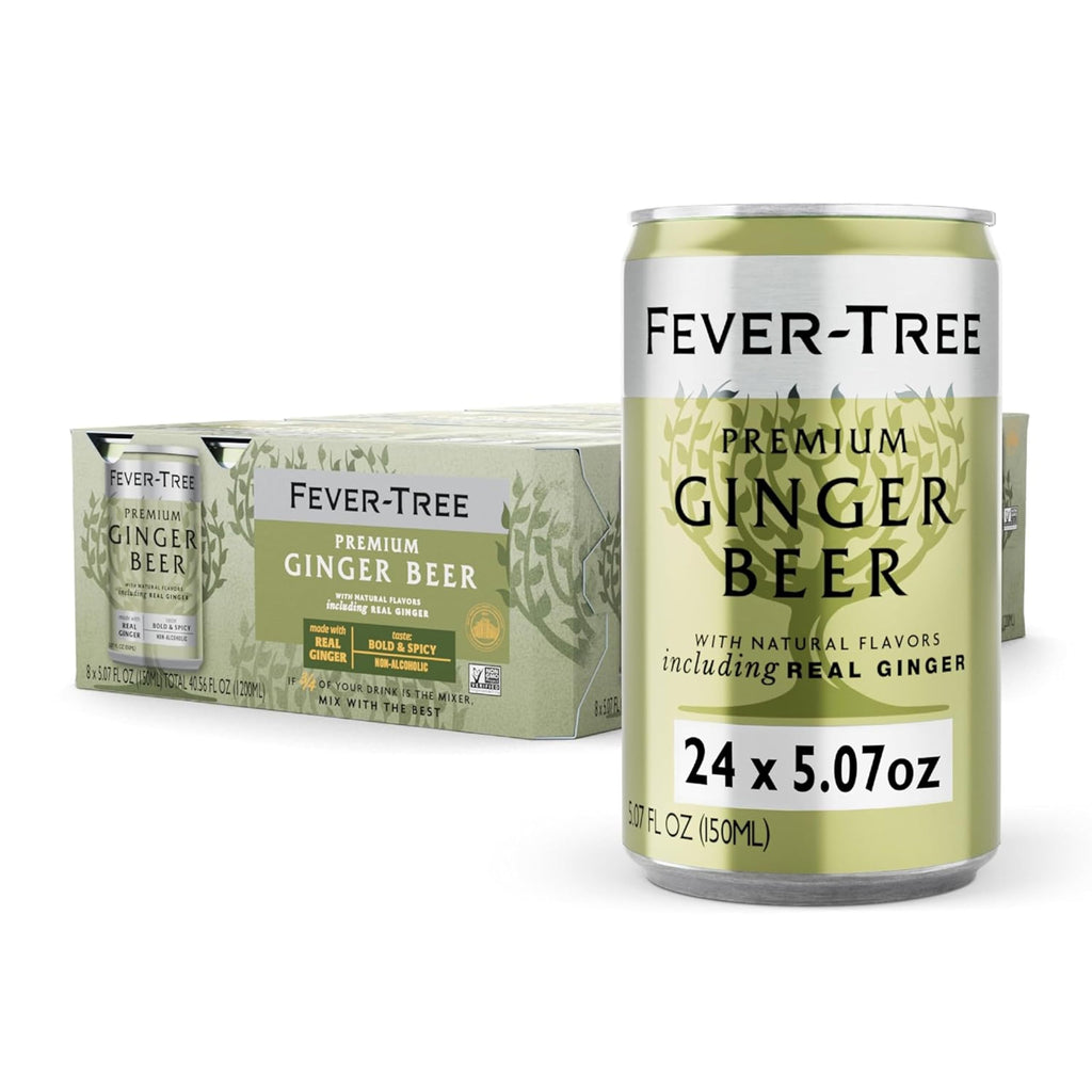 Fever-Tree Ginger Beer, 3-Ginger Blend Mixer, 24 Pack, 5.07 Fl Oz Cans