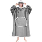 IFNOW Oversized Sherpa Wearable Blanket Hoodie for Adult with Eye Mask,Grey