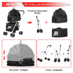 BETSOCCI Double Dog Stroller with 2 Detachable Carrier, Portable Pet Stroller for Small Dogs & Cats Folding Lightweight Puppy Travel Carriage, 4 Wheels, Black