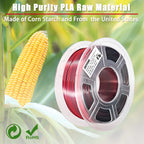 LOCYFENS PLA Filament 1.75mm, Silk PLA 3D Printer Filament, High Speed Printing Dual Color Filament Black Red 2 in 1 Coextrusion 1.75 PLA Filament +/-0.02mm, 1kg/2.2lb