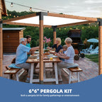TOCRETOARE Pergola Kit, 4 Pack Woodworks Pergola Brackets 6" x 6" (Actual: 5.5x5.5 Inch), 3-Way Right Angle Corner Brackets, Powder-Coated Pergola Hardware, for Lumber Pergola Gazebo