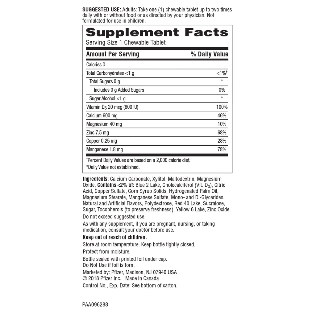 Caltrate Chewables 600 Plus D3 Plus Minerals Calcium Vitamin D Supplement, Cherry, Orange and Fruit Punch - 60 Count (Pack of 2)