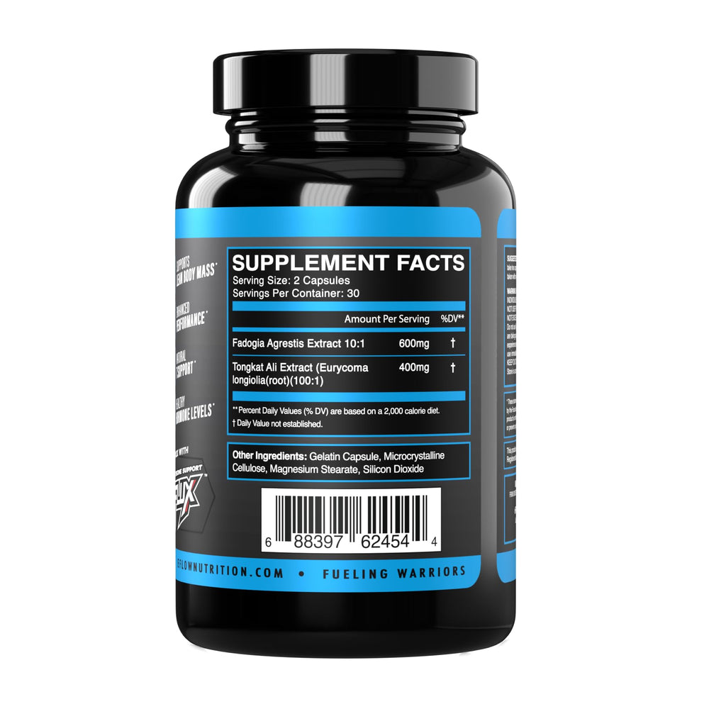 eFlow Nutrition Fadogia Agrestis + Tongkat Ali - [2-in-1] Natural Performance Supplement for Health and Wellness - Hormone, Energy, & Mood Support - Extract Powder (60 Capsules)