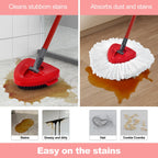 Mop Handle Mop Replace Heads and Mop Base Brush Replacement for O Cedar EasyWring 1-Tank System Include 3 Spin Mop Replacement Head, 4-Section Mop Handles, 1 Base and 1 Scrub Brush Combo