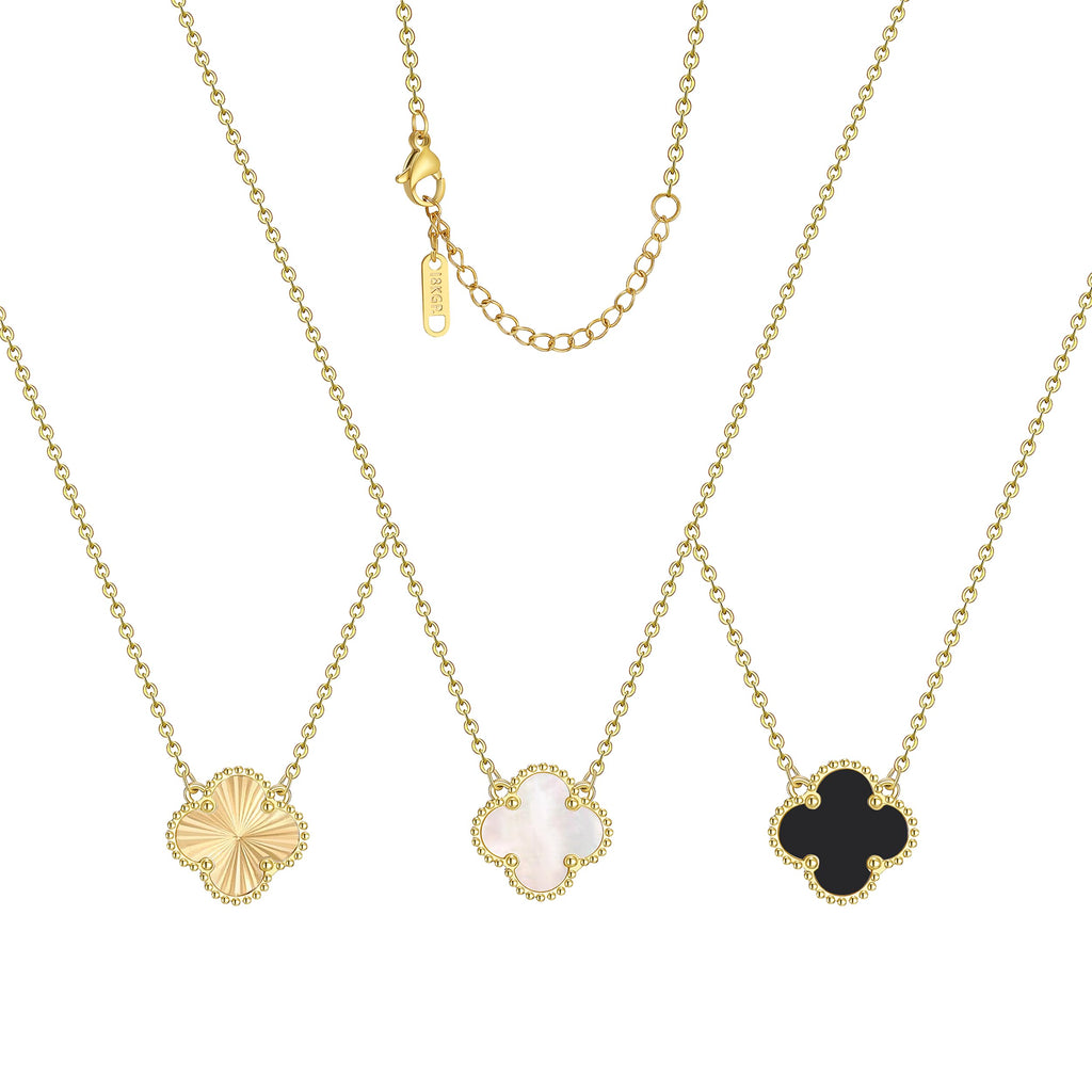 AIPPK 18K Gold Plated Clover Pendant Necklace Set for Women Fashion Four Leaf Clover Necklace Lucky Simple Jewelry Gifts for Women 3Pcs