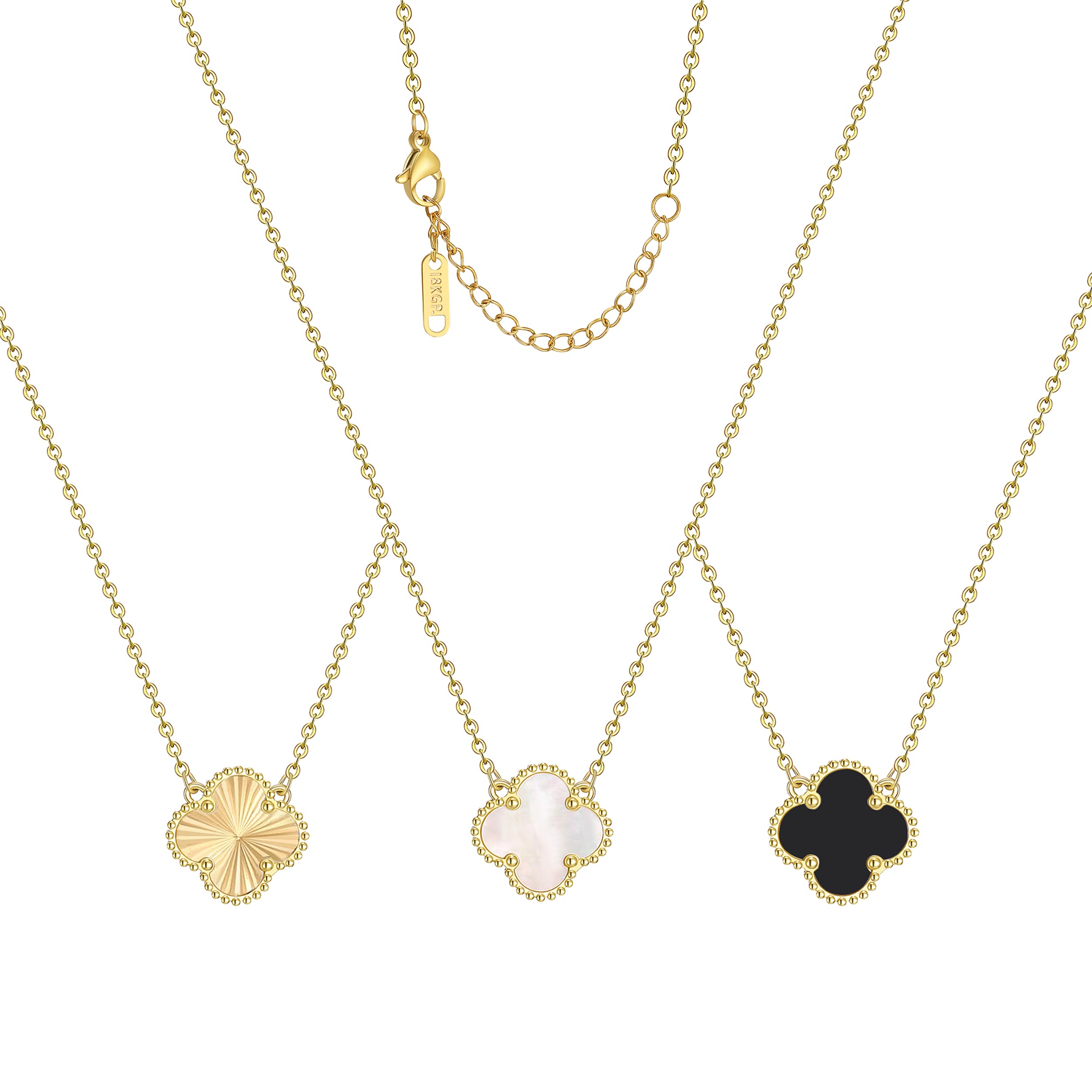 AIPPK 18K Gold Plated Clover Pendant Necklace Set for Women Fashion Four Leaf Clover Necklace Lucky Simple Jewelry Gifts for Women 3Pcs