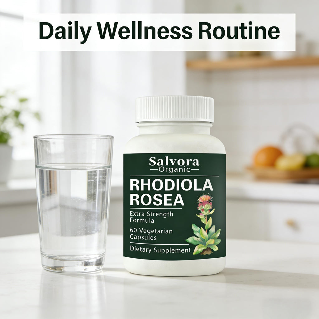 Salvora Organic Rhodiola Rosea, All-Natural, Non-GMO, Vegan, 60 Capsules