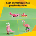LEGO Creator 3 in 1 Wild Animals: Pink Flamingo Animal Building Toy - Includes 3 Building Options, Pink Flamingo, Cockatoo, or Axolotl - Learning Toy for Kids, Girls, and Boys, Ages 8+ - 31170