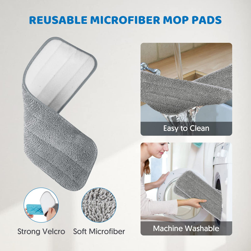 Spray Mops for Hardwood Floor Cleaning: MEXERRIS Wet Mops with 2 Bottles - Floor Mop with 4 Reusable Washable Pads for Swiffer Powermop - Dust Dry Mops with Spray for Laminate Wood Vinyl Tiles