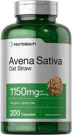 Horbäach Avena Sativa Extract | 200 Capsules | Oat Straw Extract | Non-GMO, Gluten Free
