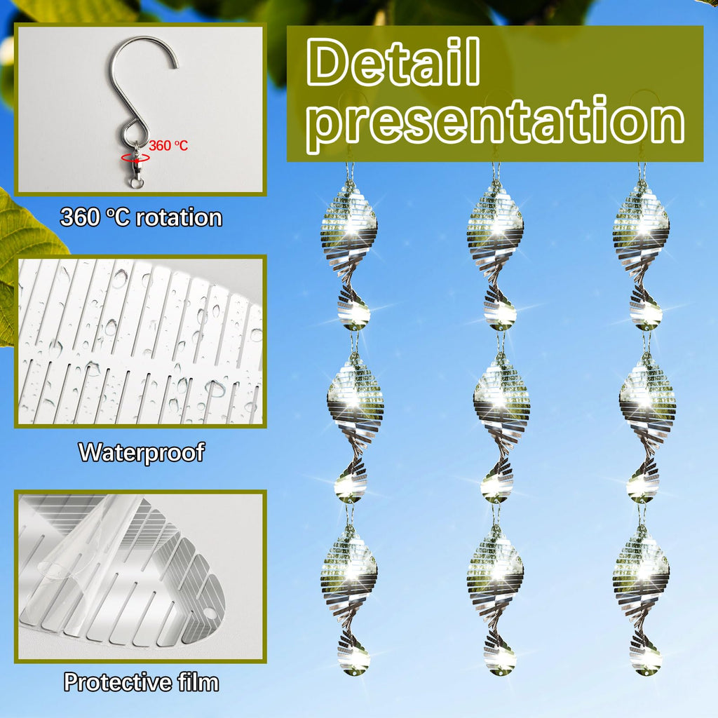 9 PCS Stainless Steel Bird deterrents for Outside,3D Bird Scarer Discs Set Pigeon Deterrent,Crow Deterrent,Bird reflectors to Keep Birds Away Woodpecker Deterrent for House