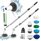 Electric Spin Scrubber, 8 in 1 Electric Cleaning Brush, Cordless Rechargeable Scrub Brush with 8 Replaceable Brush Heads, Adjustable Length and Angle Power Scrubber for Bathroom Tile Bathtub Glass