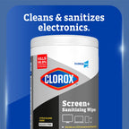 CloroxPro Clorox Screen+ Sanitizing Wipes, Bleach Free Cleaning Wipes, Citrus Blend Scent, 75 Count, Pack of 6