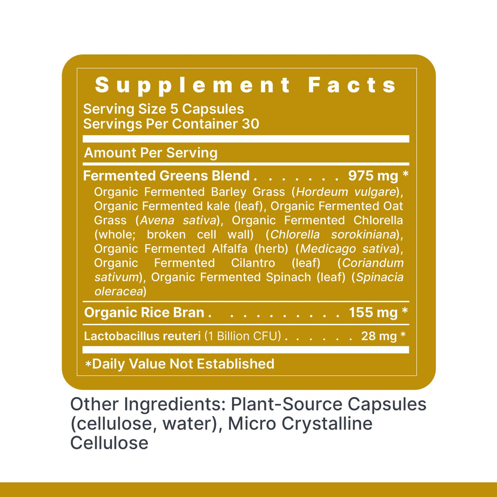 Premier Research Labs Probiotic Fermented Greens - Super Greens Supplement, Superfood Blend, Organic Vitamins with Probiotic - Daily Greens with Spinach, Chlorella, & More - 150 Powder Filled Capsules