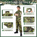 Metemot Army Costume for Boys, Halloween Soldier Military Costume for Kids