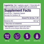Paradise Herbs, Berberine Extract, 500 mg, Pure & Potent Berberine Supplement, Vegan, Non-GMO, Gluten Free, 60 Vegetarian Capsules