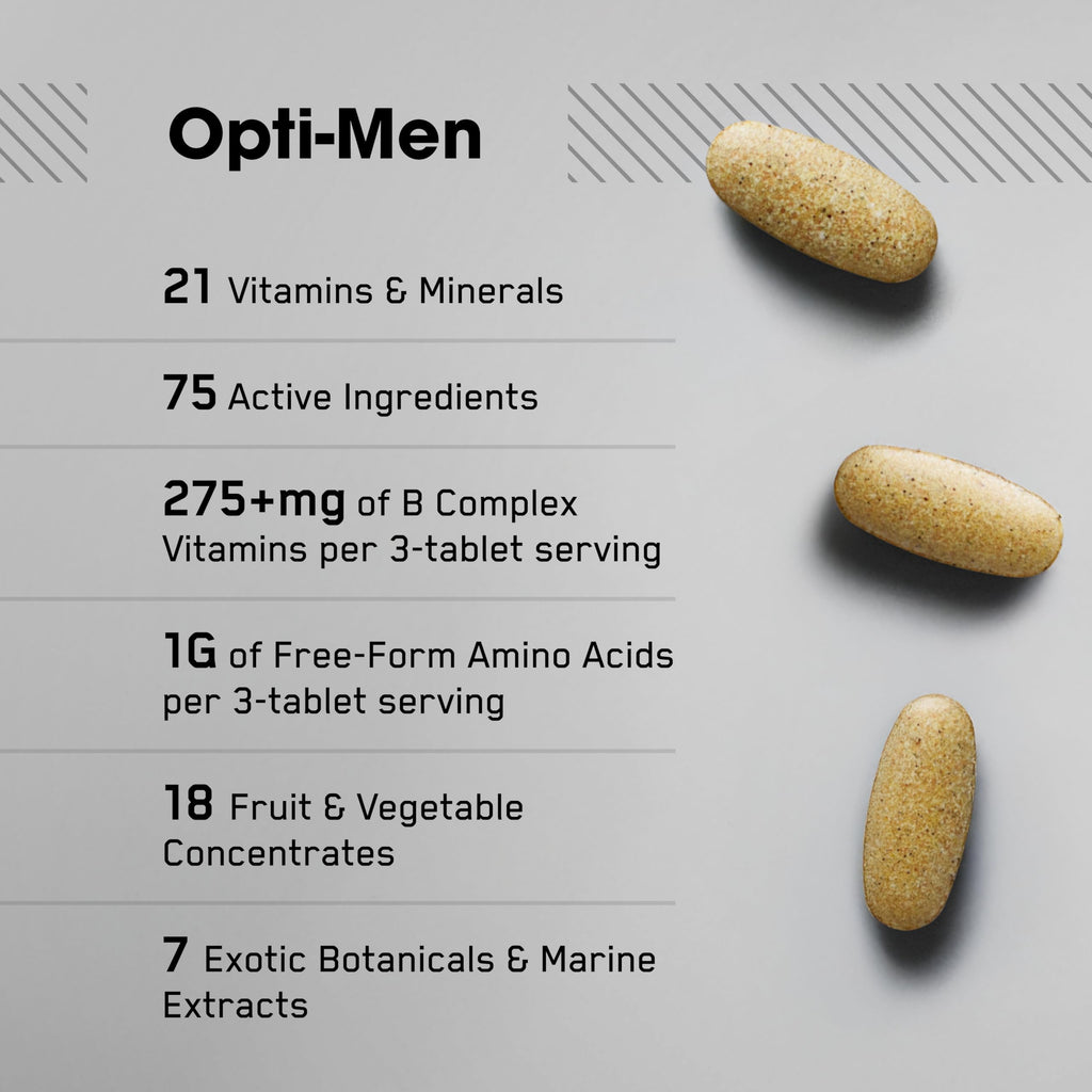 Optimum Nutrition Opti-Men, Vitamin C, Zinc and Vitamin D, E, B12 for Immune Support Mens Daily Multivitamin Supplement, 150 Count (Packaging May Vary)
