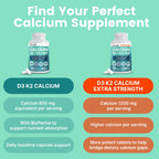 4-in-1 Calcium Supplements for Women and Men - Calcium with Vitamin D3 K2 5000 IU Supplement, 601mg per Serving - Gluten-Free, Vegan-Friendly (120 ct)