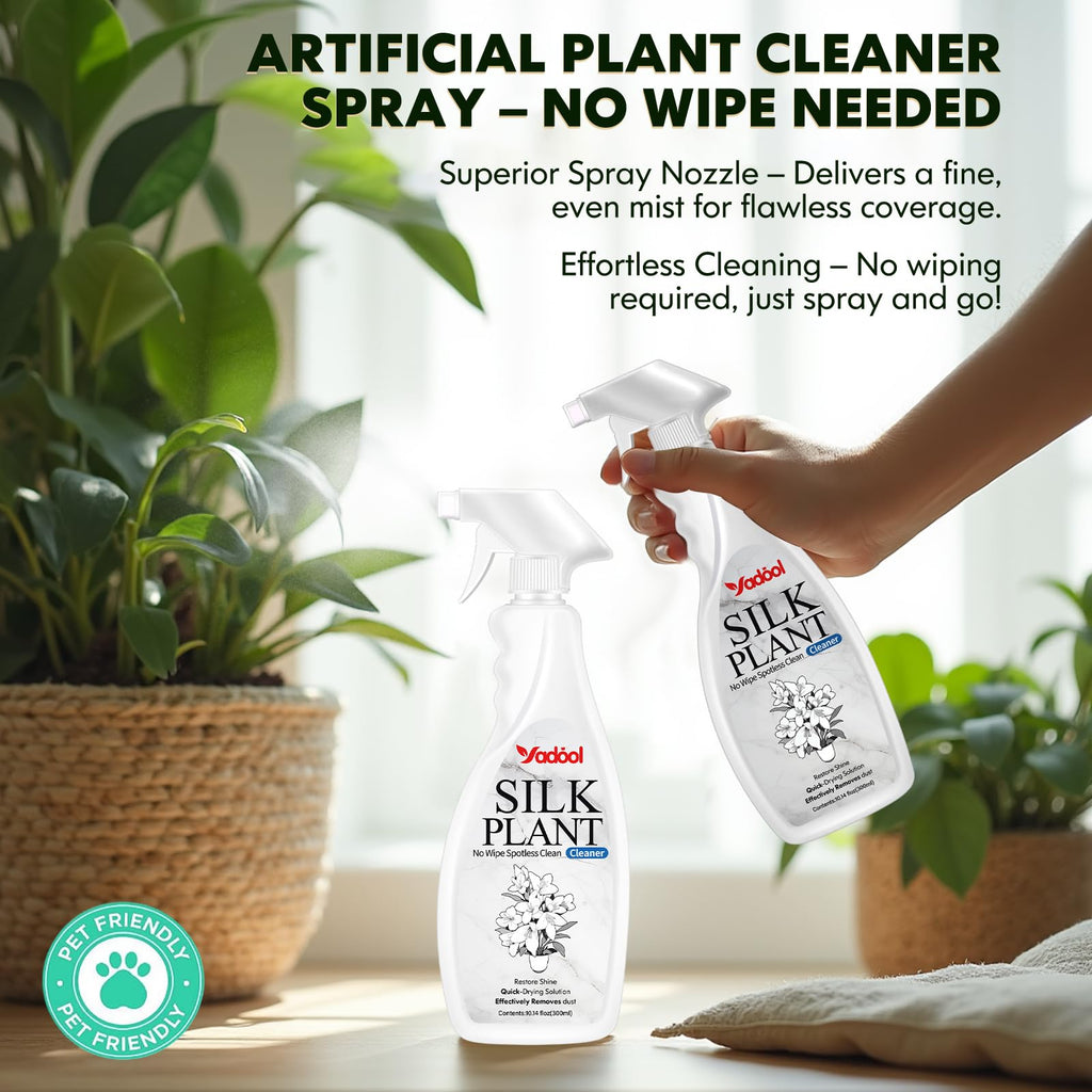 Yadool Silk Plant Cleaner Spray No Wipe - Artificial Plant & Silk Flower Cleaner Spray, Dust Remover for Fake Plants, No Wipe, Quick Drying - 16.91oz