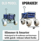 CRESTWALKER 13'' Balloon Wheel Cart, Beach Wagon with Big Wheels for Sand, Folds Thin with Quick-Release Forks, Heavy Duty 300 lbs Capacity