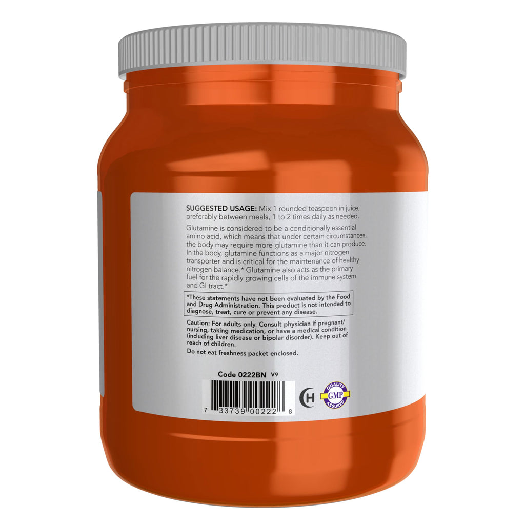 NOW Foods Sports Nutrition, L-Glutamine Pure Powder, Nitrogen Transporter*, Amino Acid, 35.3-Ounce