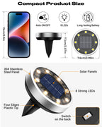 btfarm 16 Pack Solar Lights Outdoor, 8 LED Solar Ground Lights IP65 Waterproof Flat Solar Disc Light, Pathway Lights for Garden Lawn Patio Yard Path Landscape, Warm White