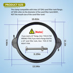 11722 Sand Filter Clamp with Screw+O-Ring Compatible with Intex 10"(DN) Sand Filter Tank, Flange Clamp Compatible with Krystal Clear SF90110-1 SF90110-2 SX1500 Sand Filter Pump for Above Ground Pool