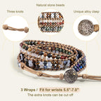 JR.DM Boho Beaded Bracelets for Women - Handmade Adjustable Crystal Natural Stone Bead Wrap Bracelets, Bohemian Jewelry Braided for Unique Birthday Gifts