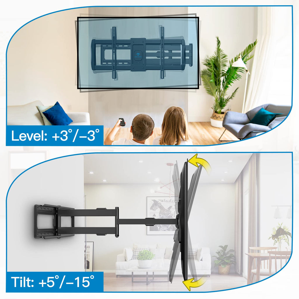 PERLESMITH Long Arm TV Wall Mount for 42-90 inch TVs, Full Motion TV Mount with 42.72 inch Extension Articulating Arm Swivel and Tilt, Max VESA 800x400mm, Holds up to 150 lbs, 16”,18”, 24” Studs
