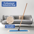 Matthew Cleaning 36'' Industrial Strength Cotton Dust Mop Refill Washable Replacement Heads for Residential & Commercial Use Fit Standard Dust Mop Frames, Hardwood, Concrete Floors Blue&White 6 Pack